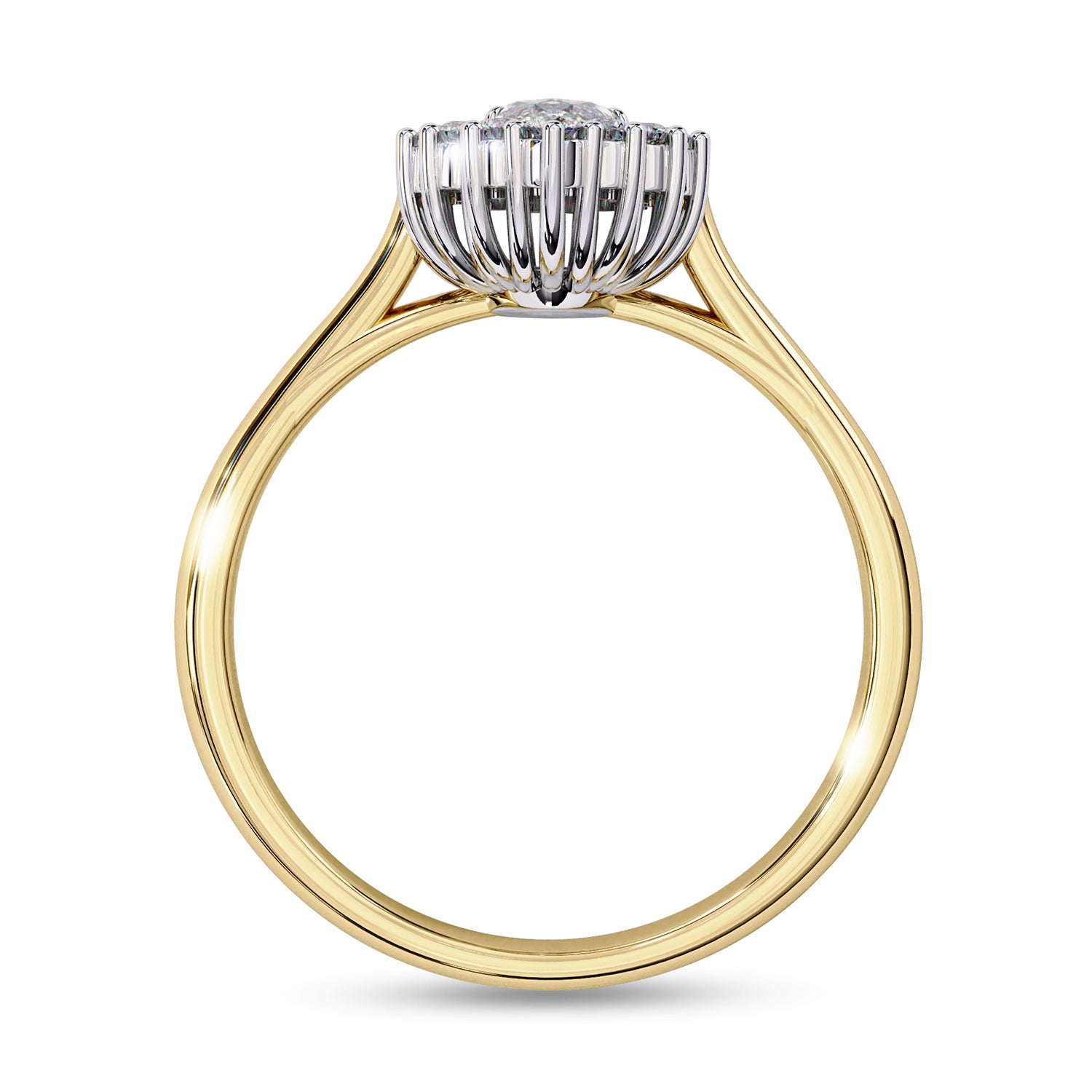 Halo Cluster Engagement Ring Marquise and Round Lab Grown Diamond