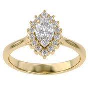 Halo Cluster Engagement Ring Marquise and Round Lab Grown Diamond