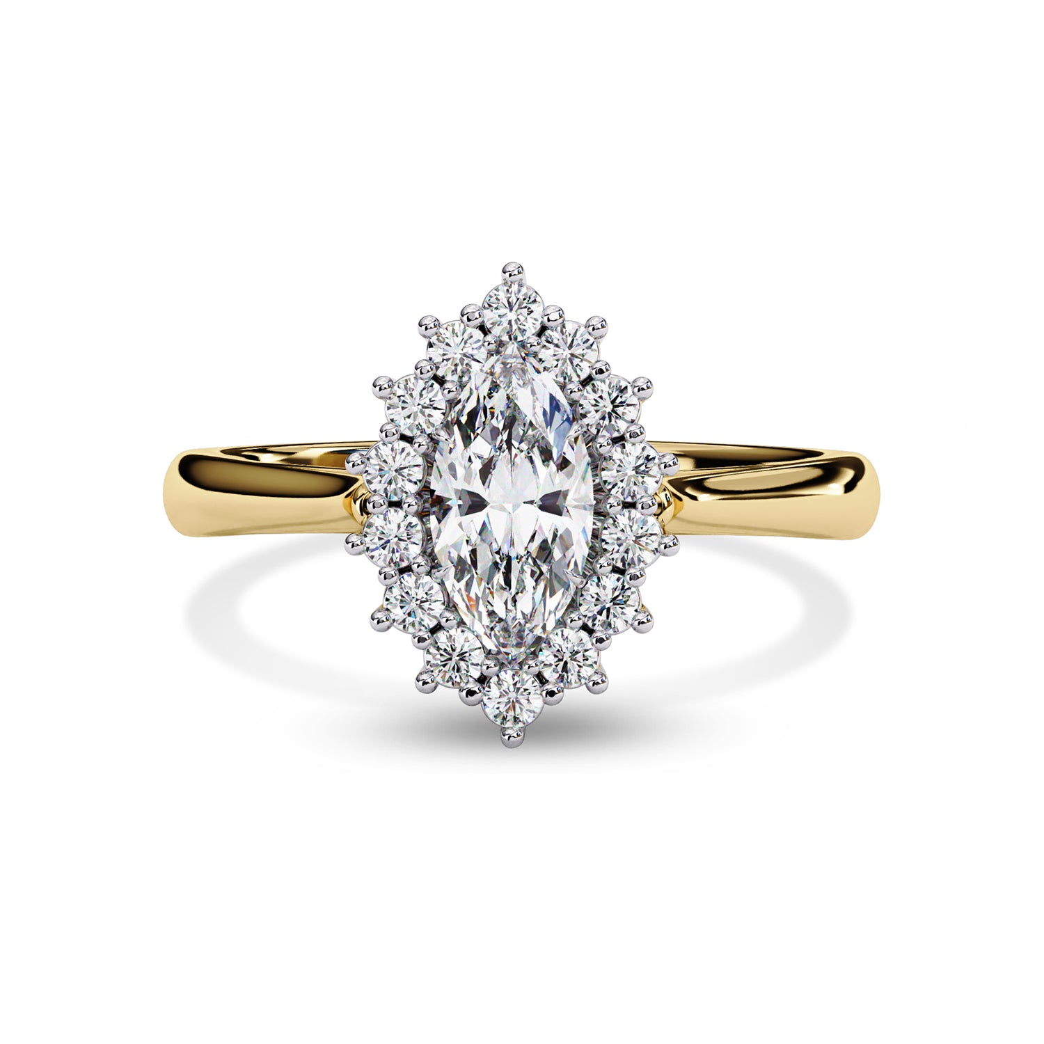 Halo Cluster Engagement Ring Marquise and Round Lab Grown Diamond