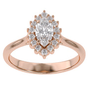 Halo Cluster Engagement Ring Marquise and Round Lab Grown Diamond