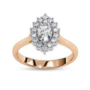 Halo Cluster Engagement Ring Marquise and Round Lab Grown Diamond