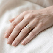 Pear and Round Lab Grown Diamond Hidden Halo Solitaire Engagement Ring
