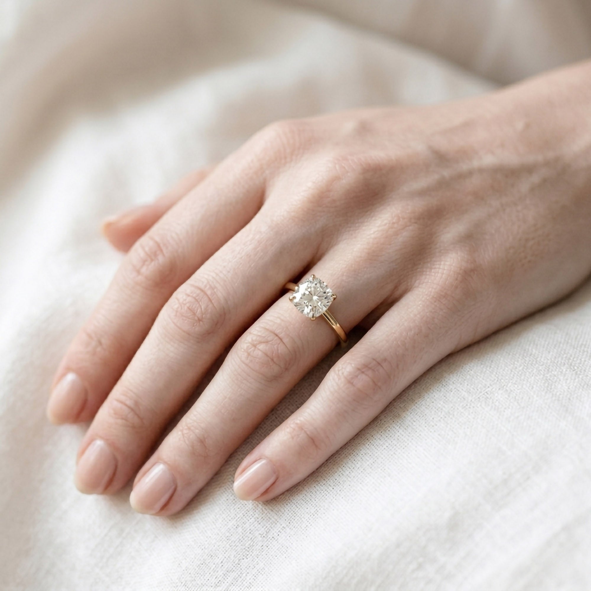 Pear and Round Lab Grown Diamond Hidden Halo Solitaire Engagement Ring