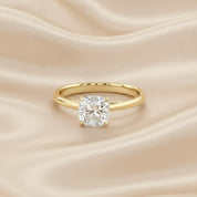 Pear and Round Lab Grown Diamond Hidden Halo Solitaire Engagement Ring