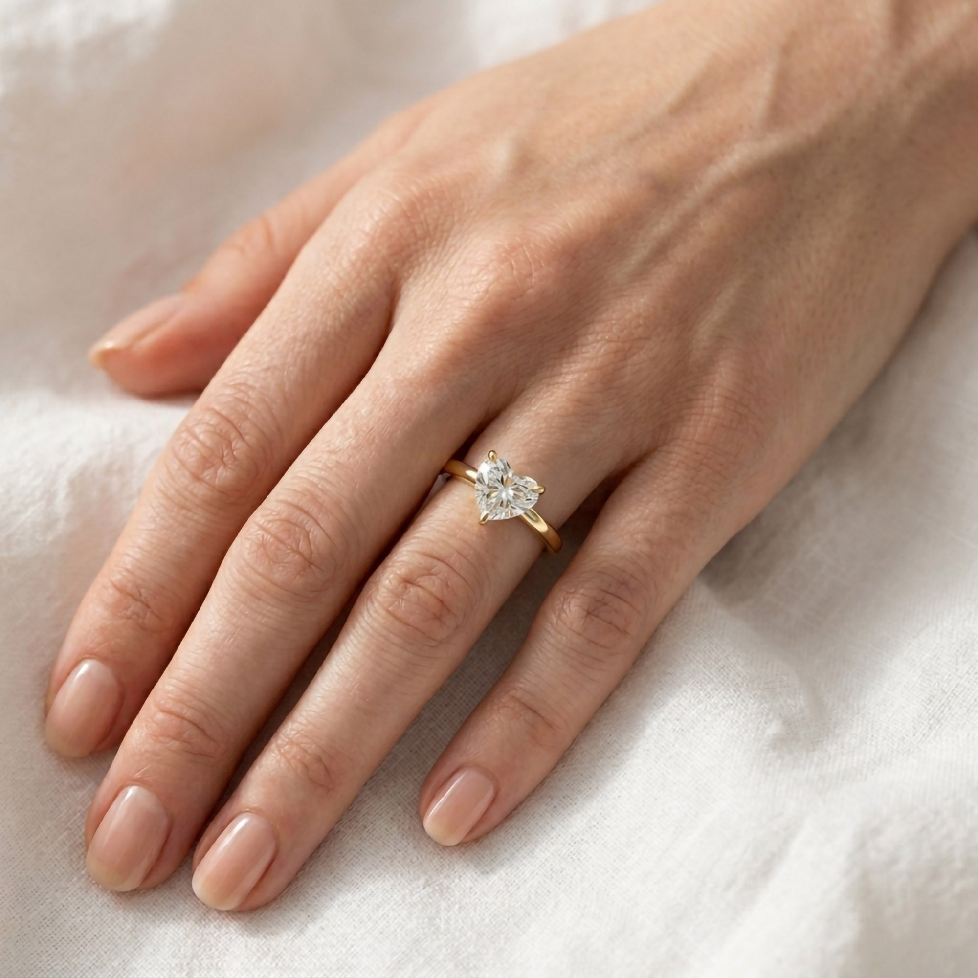 Solitaire Heart Engagement Ring Heart Cut Lab Grown Diamond