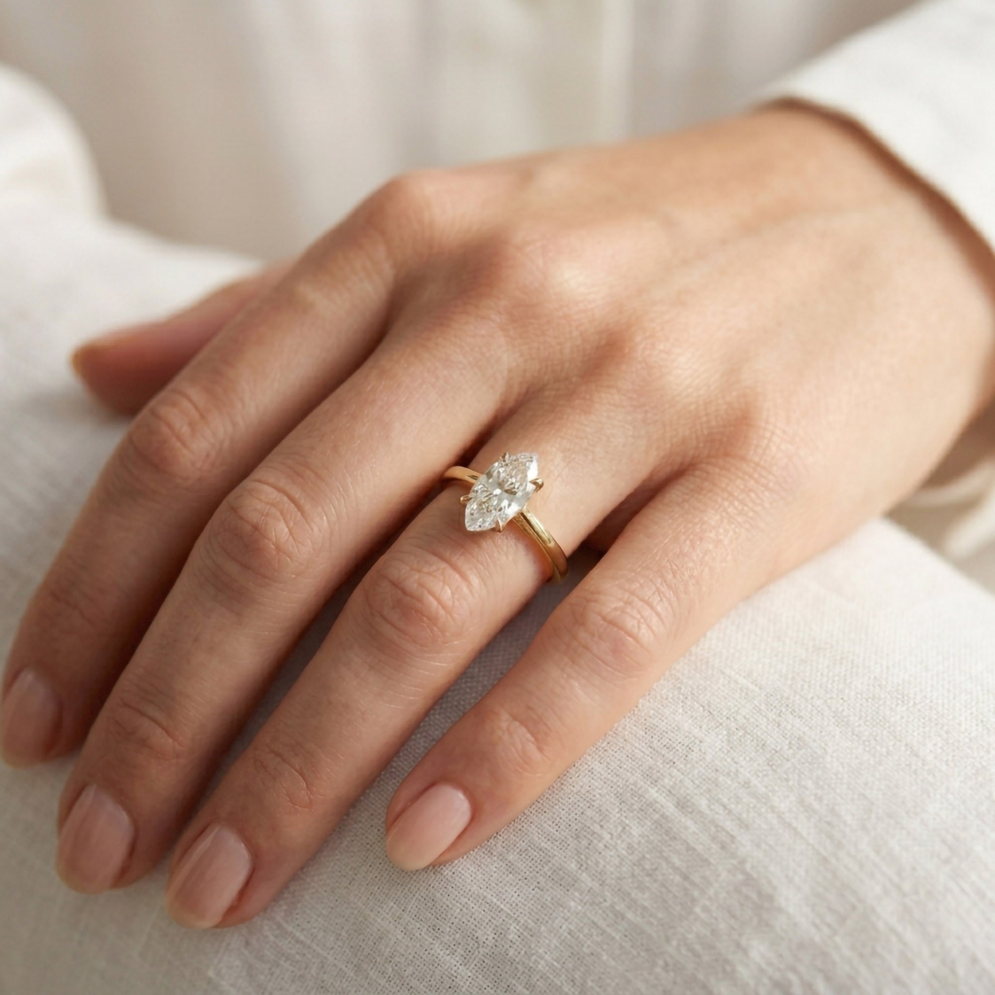 Solitaire Engagement Ring Marquise Lab Grown Diamond