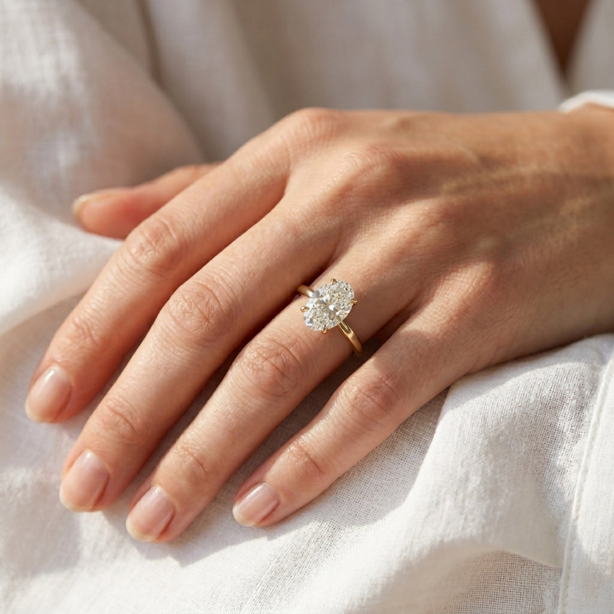 Solitaire Engagement Ring Oval Cut Lab Grown Diamond