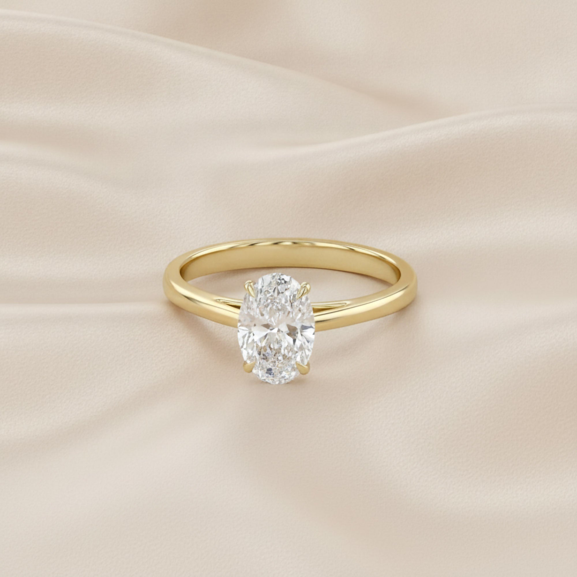 Solitaire Engagement Ring Oval Cut Lab Grown Diamond