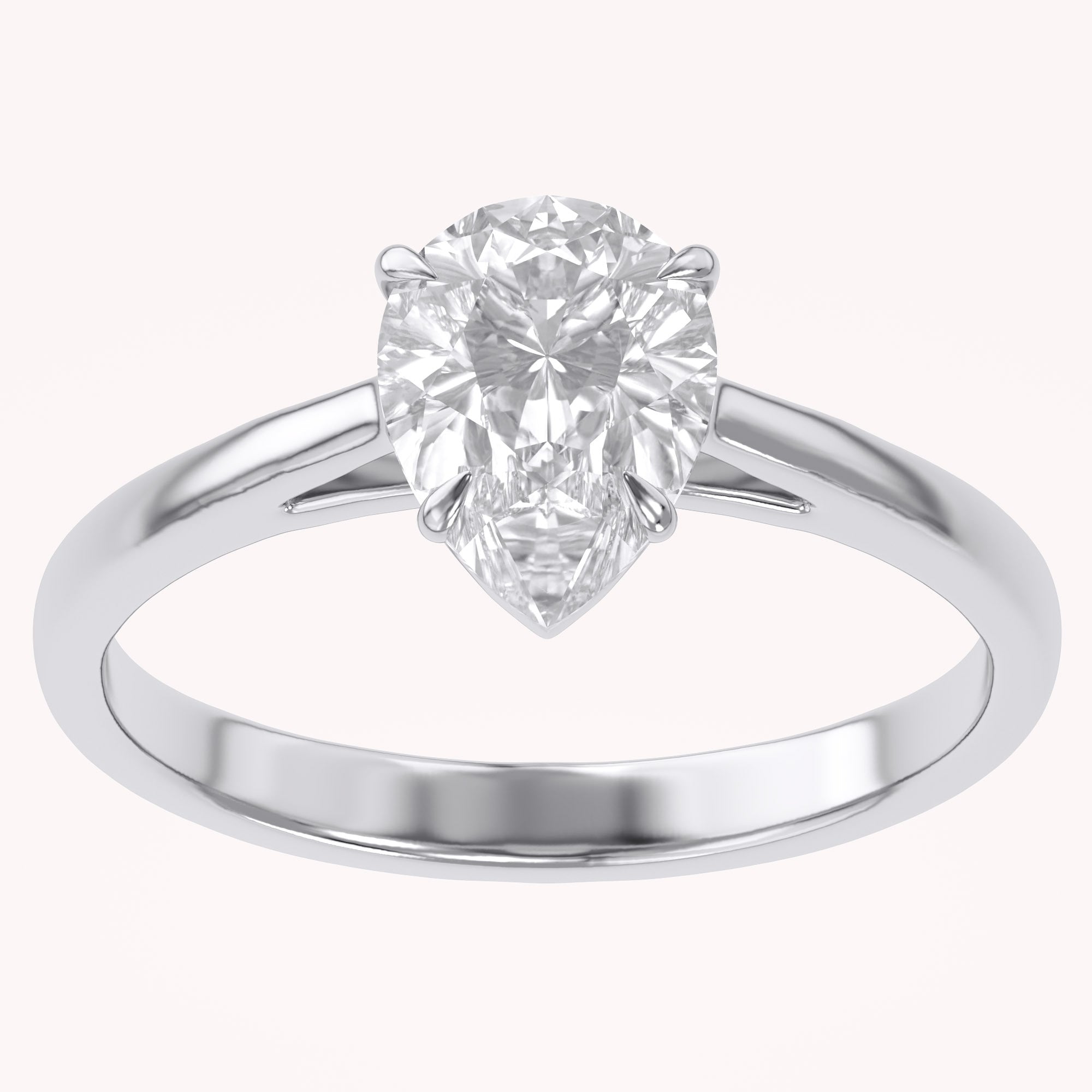 4-Prong Pear Cut Lab Grown Diamond Solitaire Engagement Ring