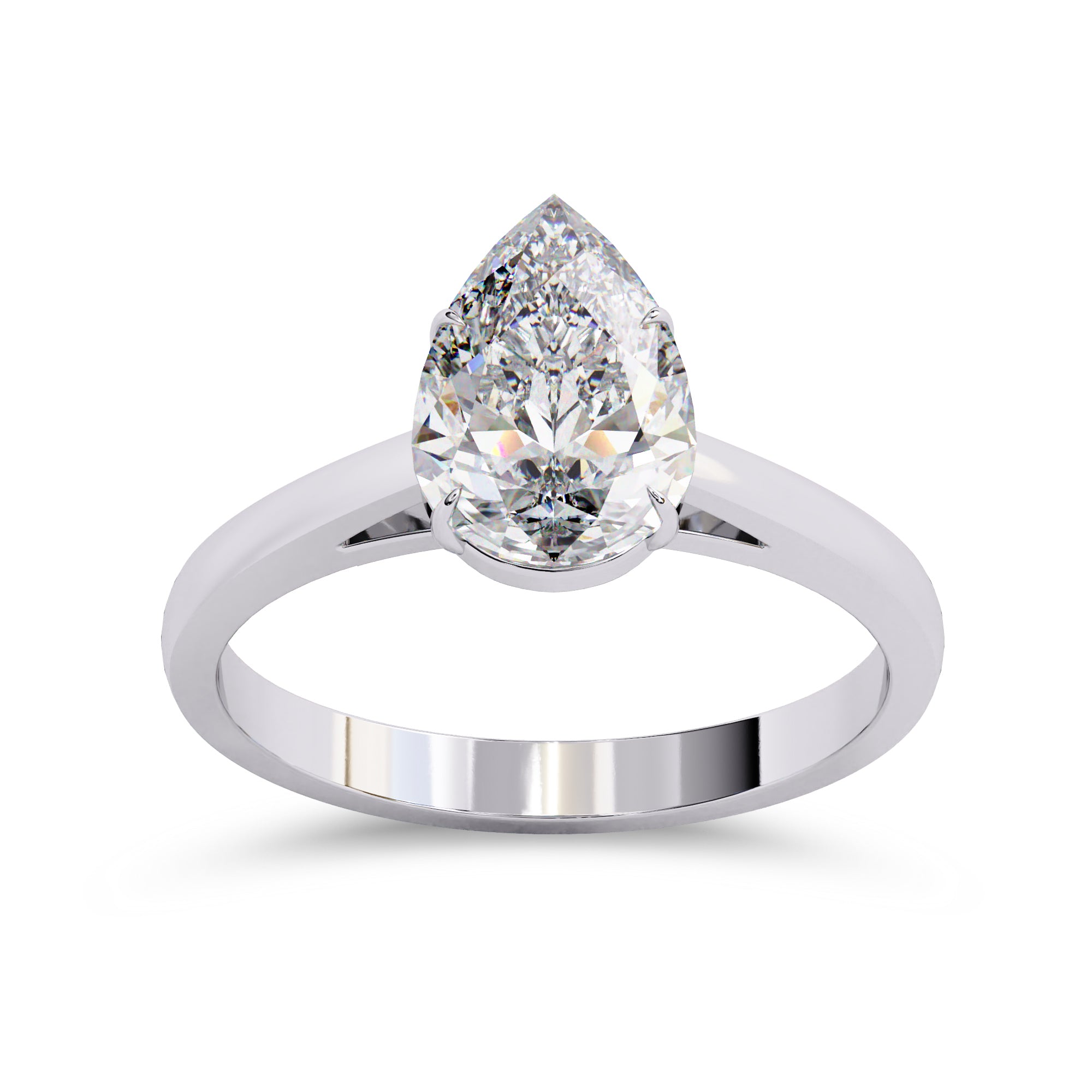 4-Prong Pear Cut Lab Grown Diamond Solitaire Engagement Ring