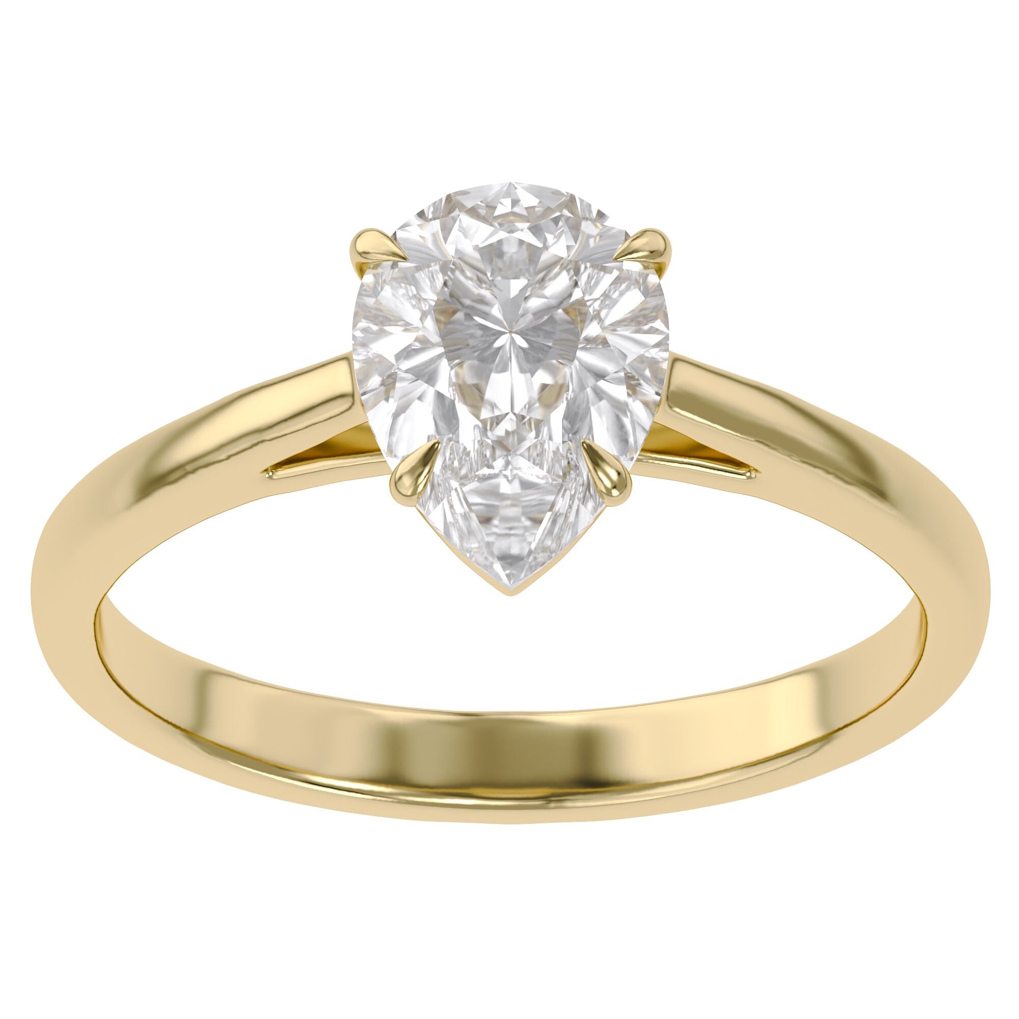 4-Prong Pear Cut Lab Grown Diamond Solitaire Engagement Ring