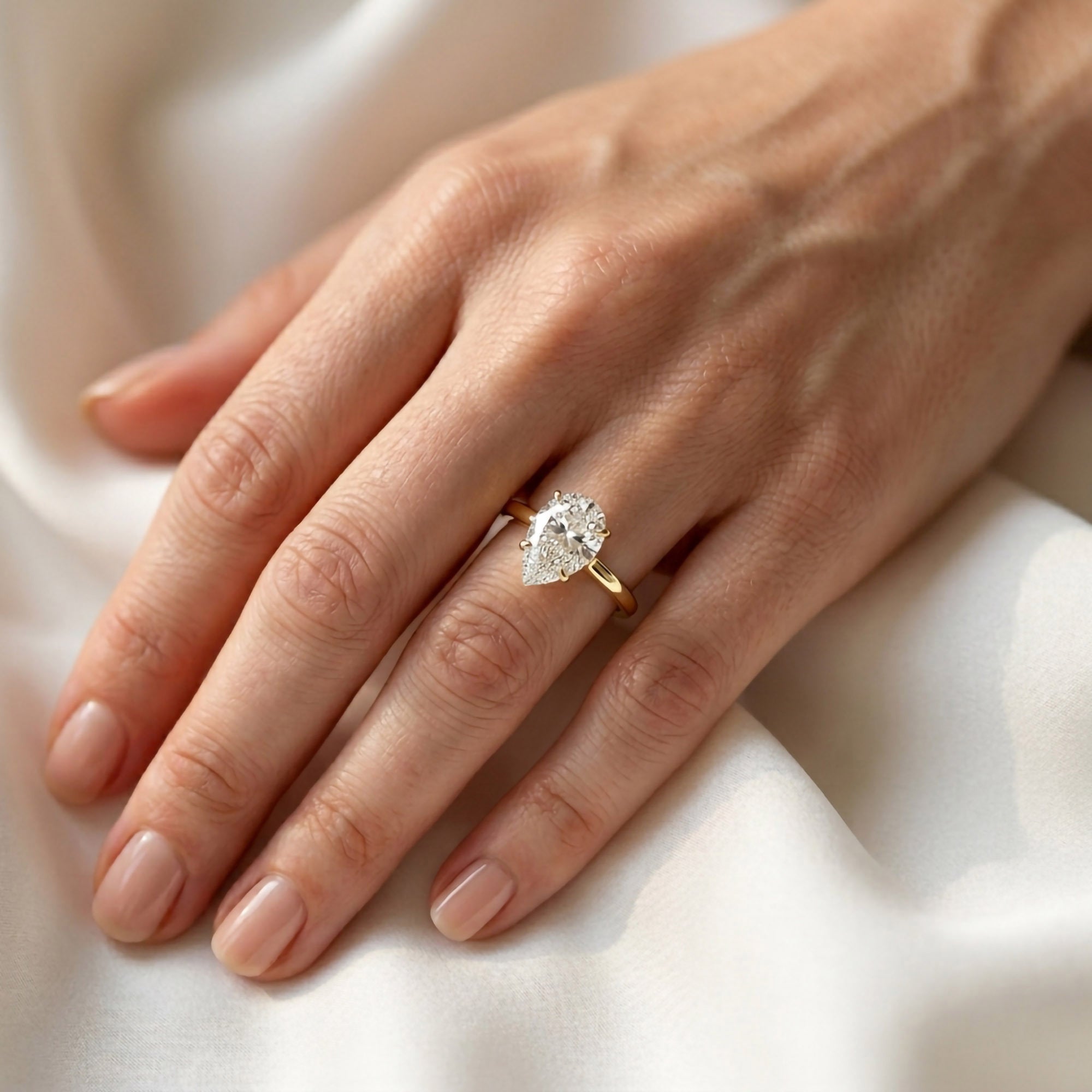 4-Prong Pear Cut Lab Grown Diamond Solitaire Engagement Ring
