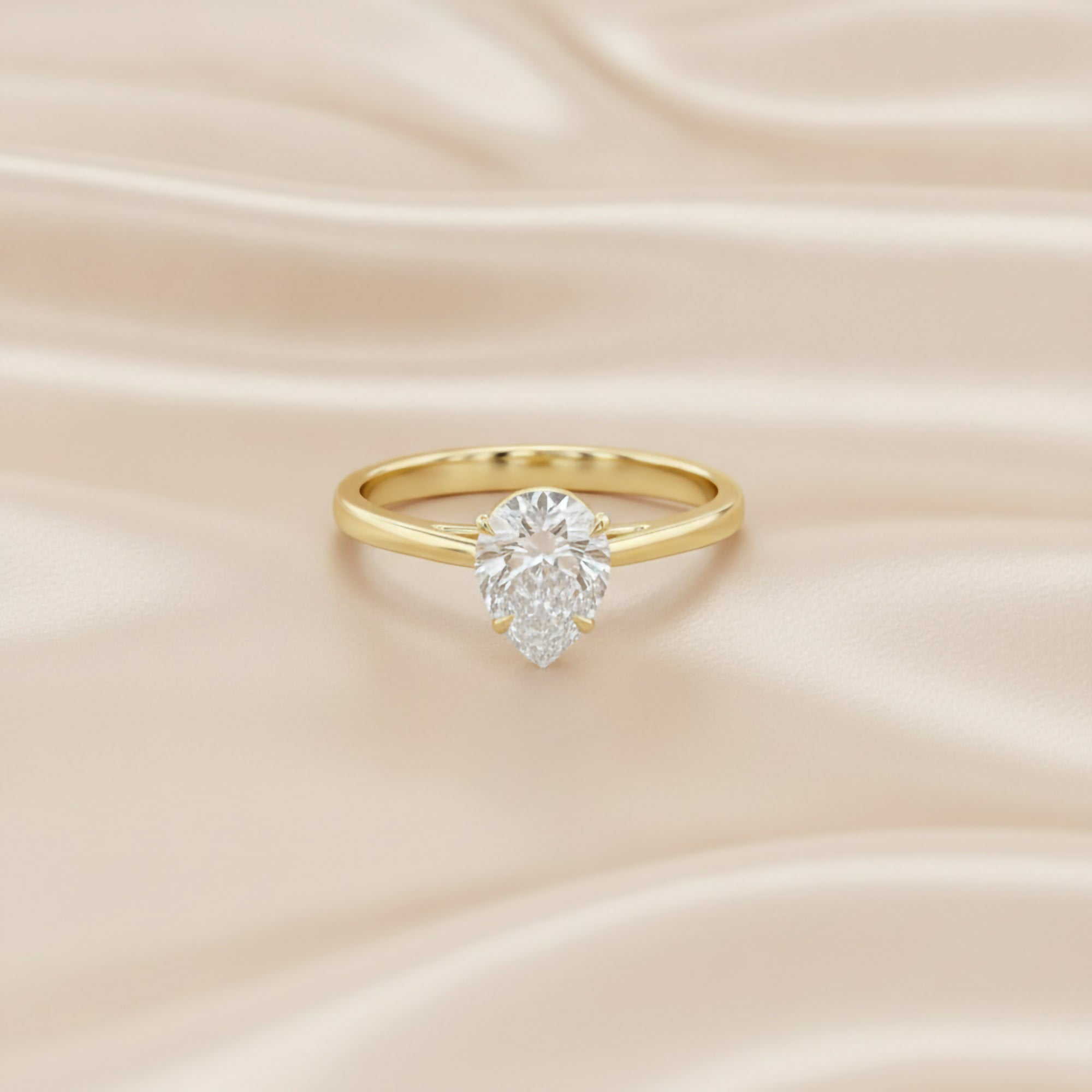 4-Prong Pear Cut Lab Grown Diamond Solitaire Engagement Ring