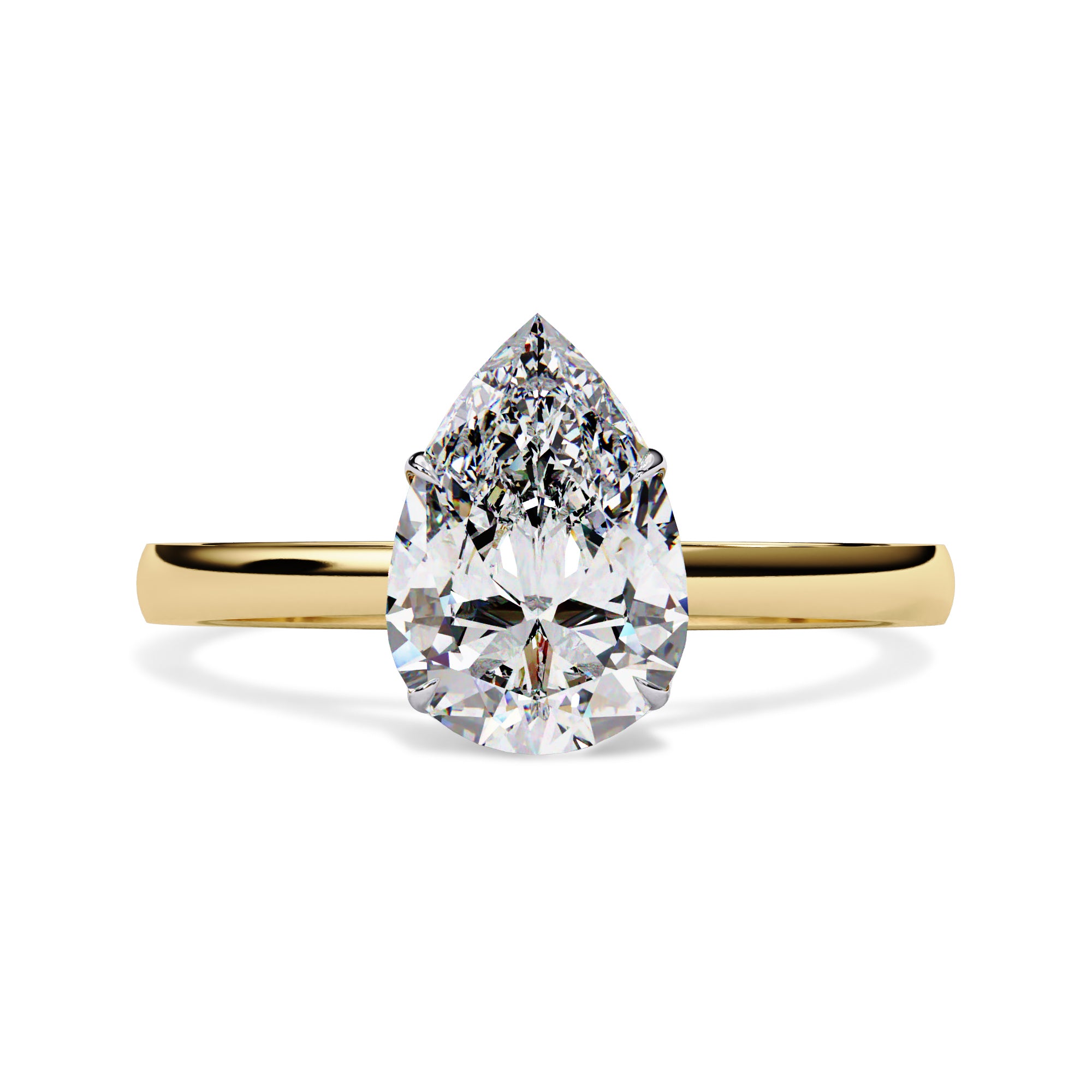 4-Prong Pear Cut Lab Grown Diamond Solitaire Engagement Ring