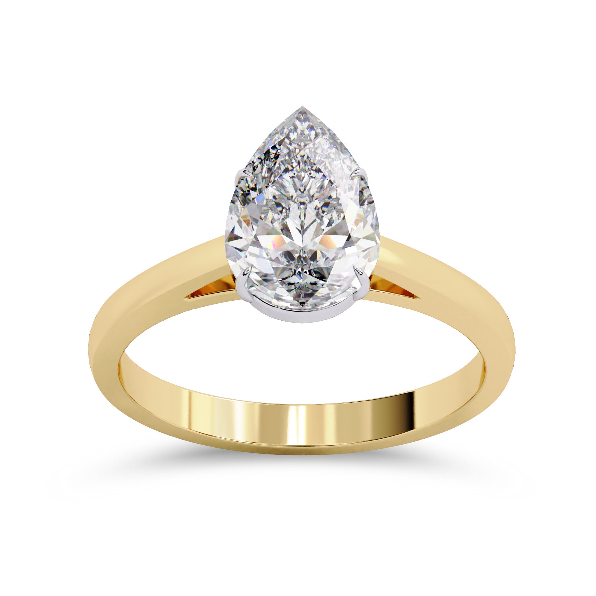 4-Prong Pear Cut Lab Grown Diamond Solitaire Engagement Ring