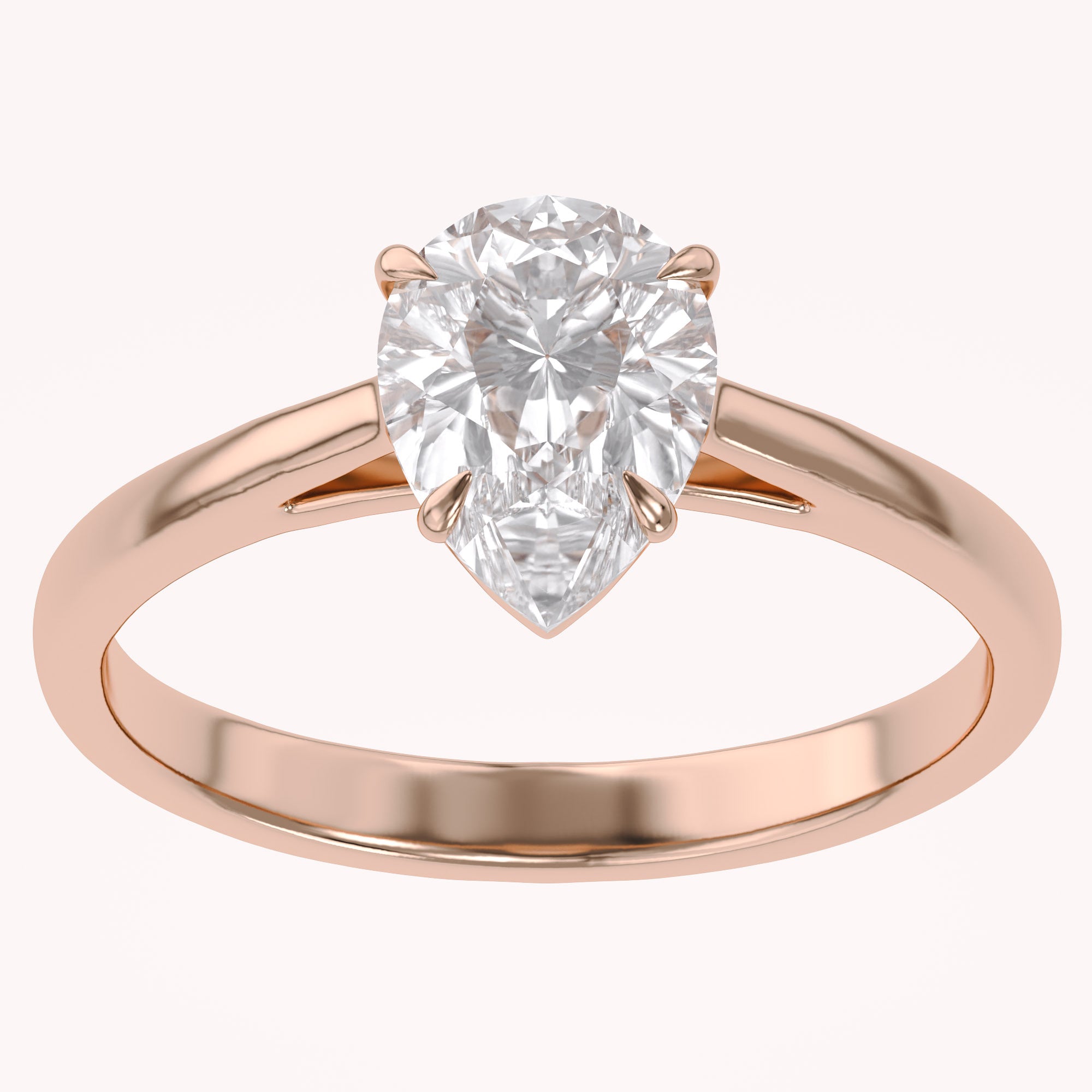 4-Prong Pear Cut Lab Grown Diamond Solitaire Engagement Ring