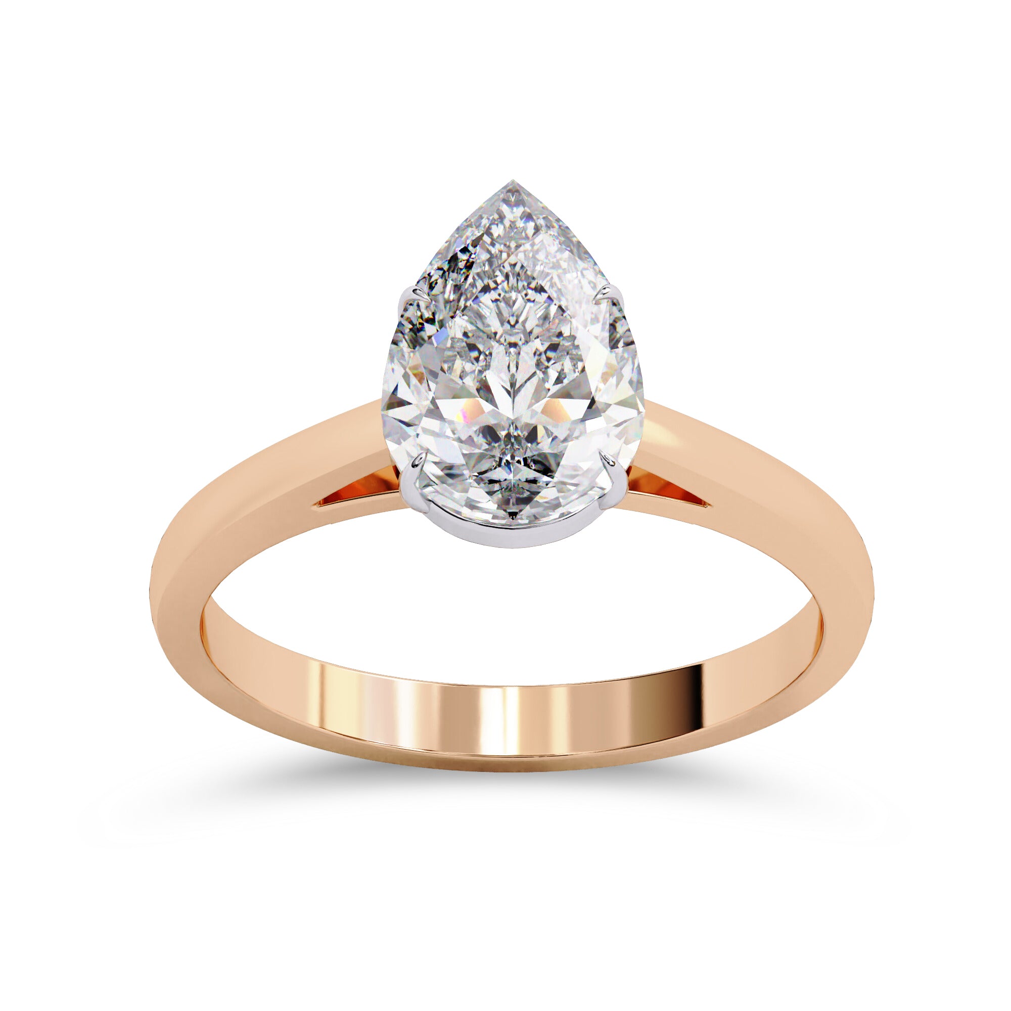 4-Prong Pear Cut Lab Grown Diamond Solitaire Engagement Ring