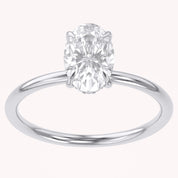 Hidden Halo Solitaire Engagement Ring Oval and Round Lab Grown Diamond