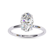 Hidden Halo Solitaire Engagement Ring Oval and Round Lab Grown Diamond