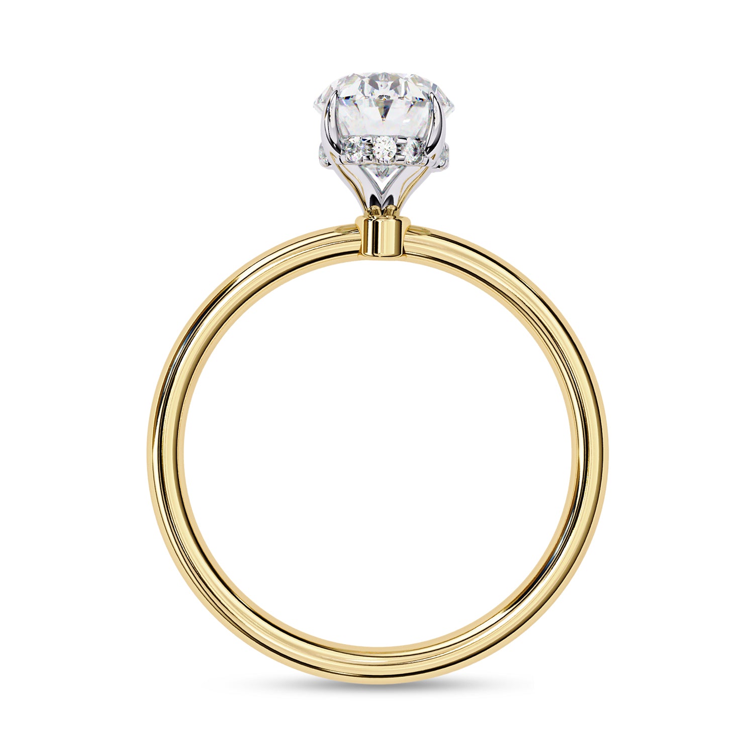 Hidden Halo Solitaire Engagement Ring Oval and Round Lab Grown Diamond