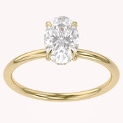 Hidden Halo Solitaire Engagement Ring Oval and Round Lab Grown Diamond