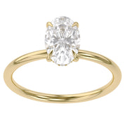 Hidden Halo Solitaire Engagement Ring Oval and Round Lab Grown Diamond
