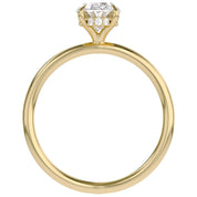 Hidden Halo Solitaire Engagement Ring Oval and Round Lab Grown Diamond