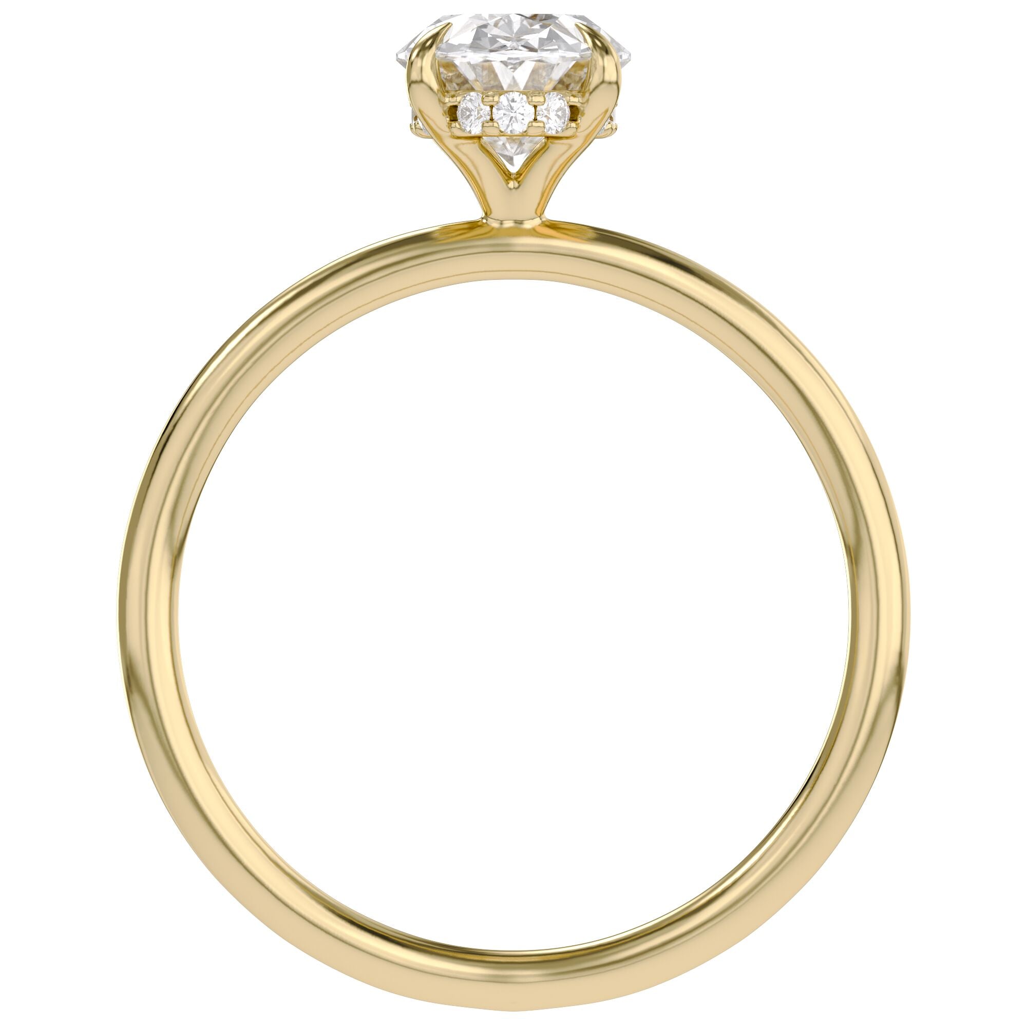 Hidden Halo Solitaire Engagement Ring Oval and Round Lab Grown Diamond