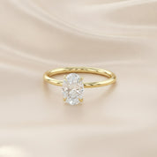 Hidden Halo Solitaire Engagement Ring Oval and Round Lab Grown Diamond