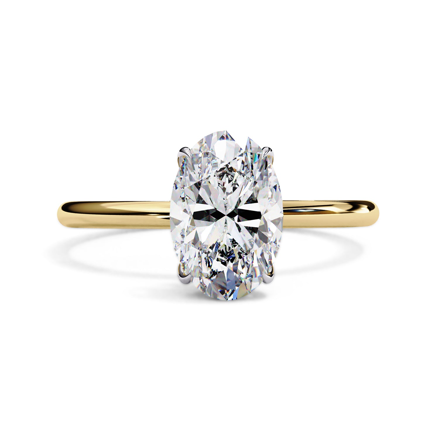 Hidden Halo Solitaire Engagement Ring Oval and Round Lab Grown Diamond