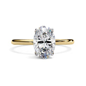 Hidden Halo Solitaire Engagement Ring Oval and Round Lab Grown Diamond