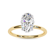 Hidden Halo Solitaire Engagement Ring Oval and Round Lab Grown Diamond