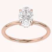 Hidden Halo Solitaire Engagement Ring Oval and Round Lab Grown Diamond