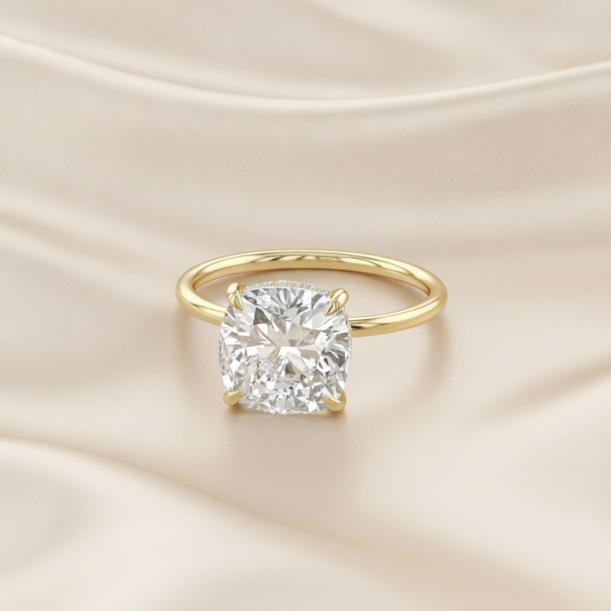 Lab Grown Diamond Hidden Halo Solitaire Engagement Ring
