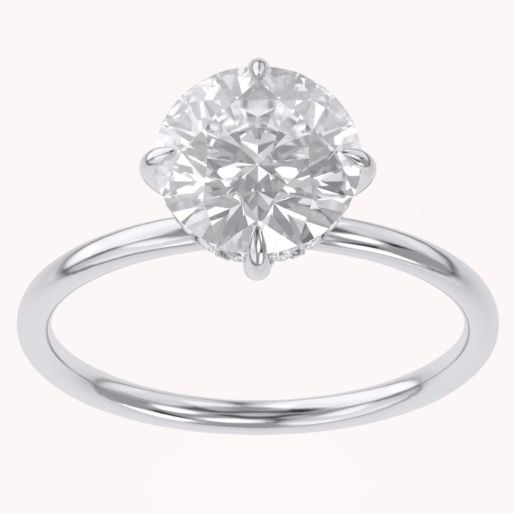 Hidden Halo Solitaire Engagement Ring Round Cut Lab Grown Diamond