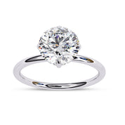 Hidden Halo Solitaire Engagement Ring Round Cut Lab Grown Diamond