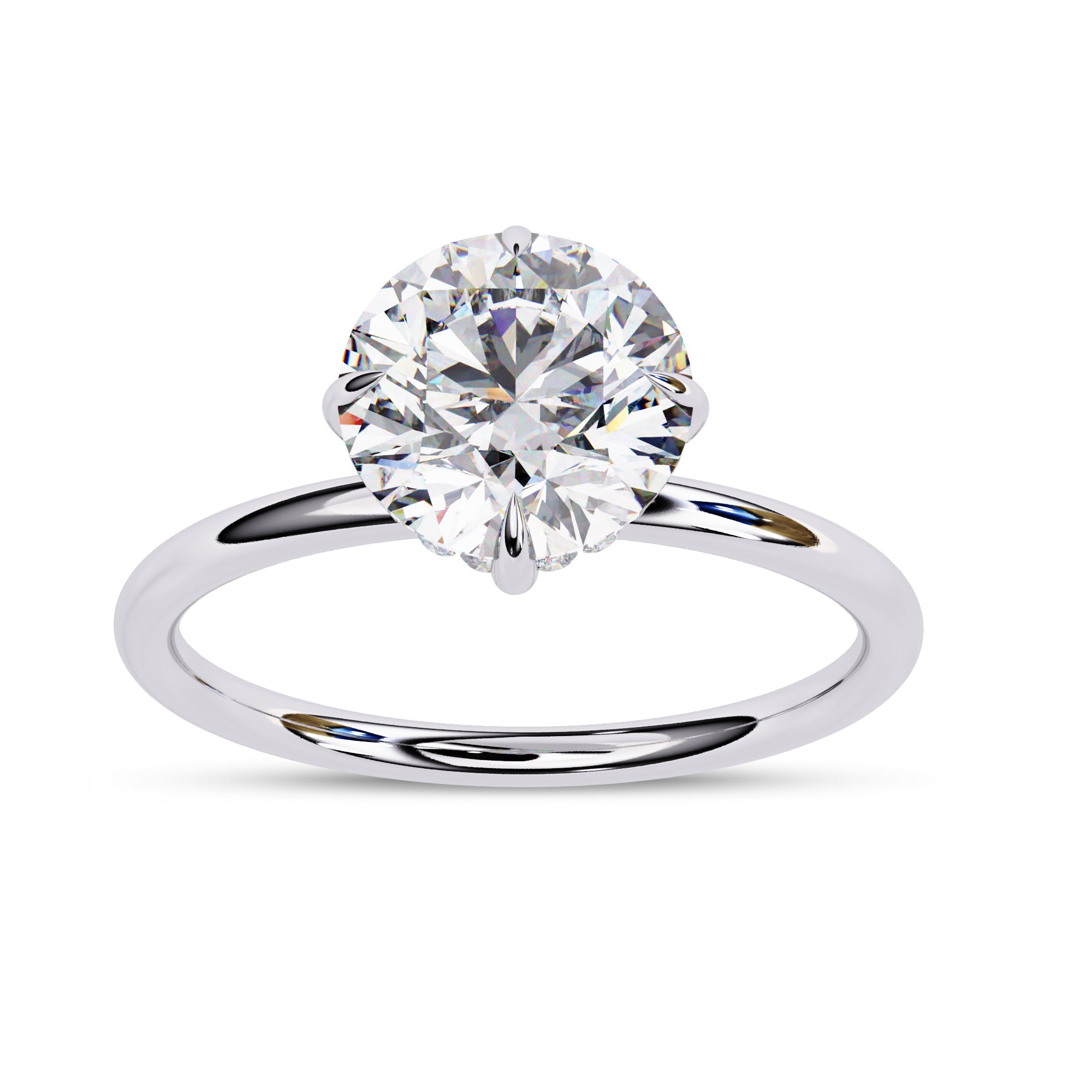 Hidden Halo Solitaire Engagement Ring Round Cut Lab Grown Diamond