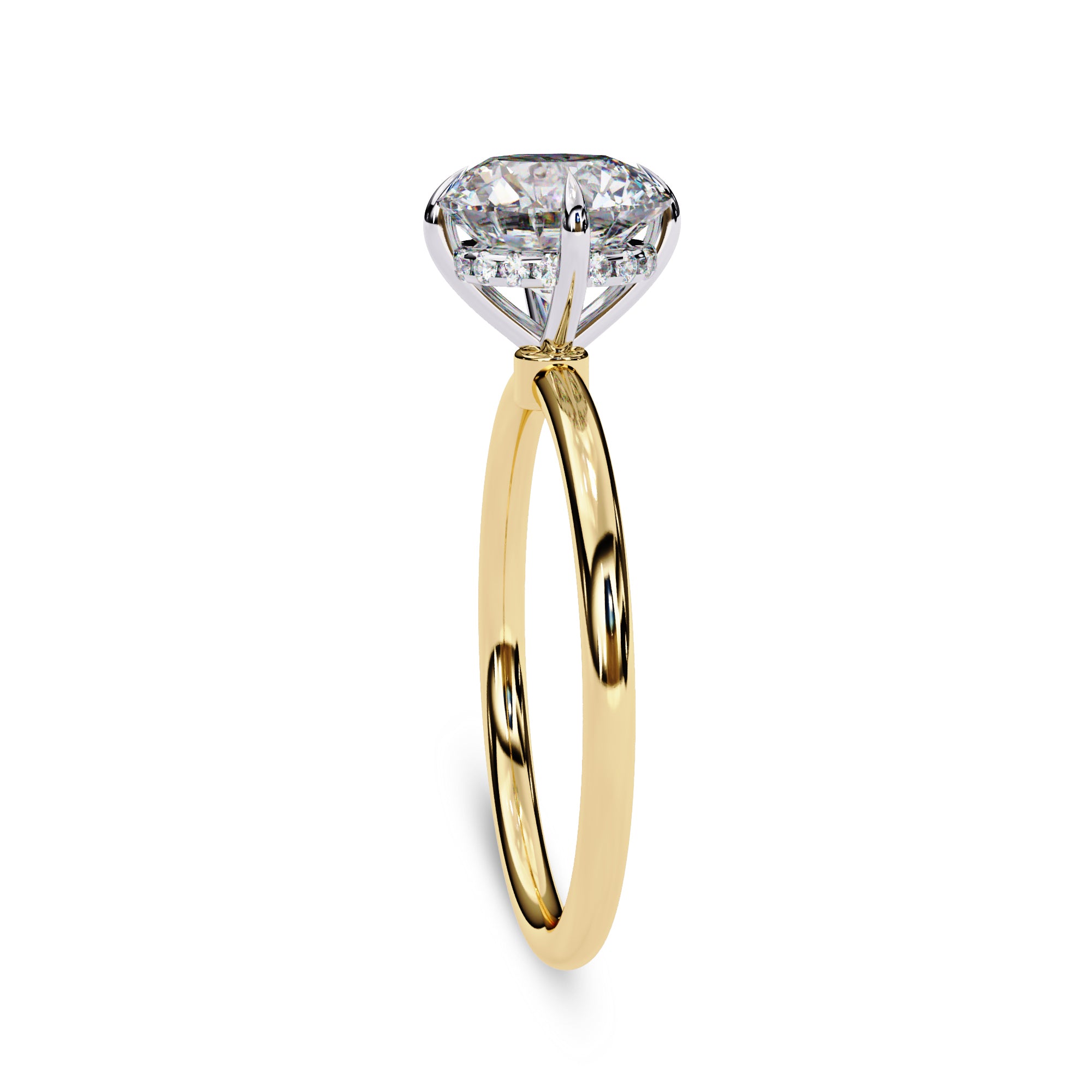 Hidden Halo Solitaire Engagement Ring Round Cut Lab Grown Diamond