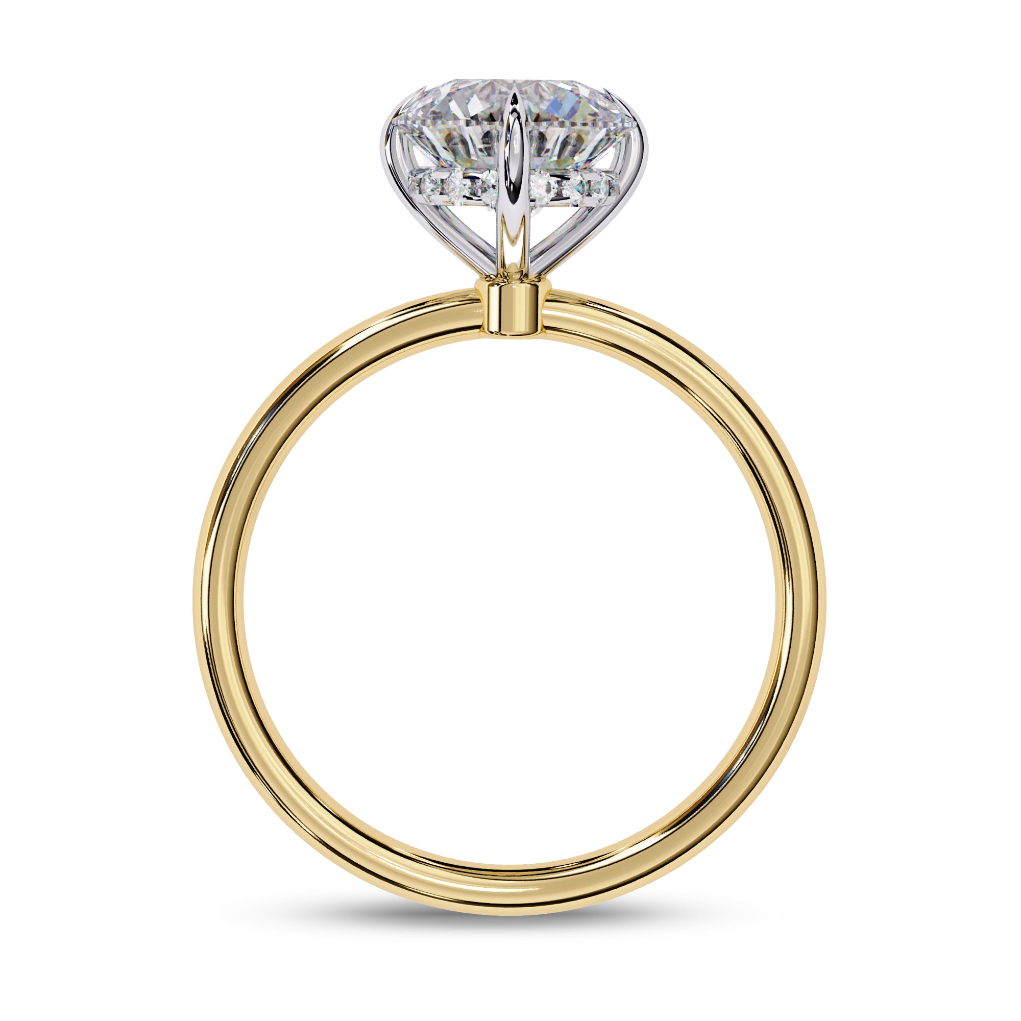 Hidden Halo Solitaire Engagement Ring Round Cut Lab Grown Diamond