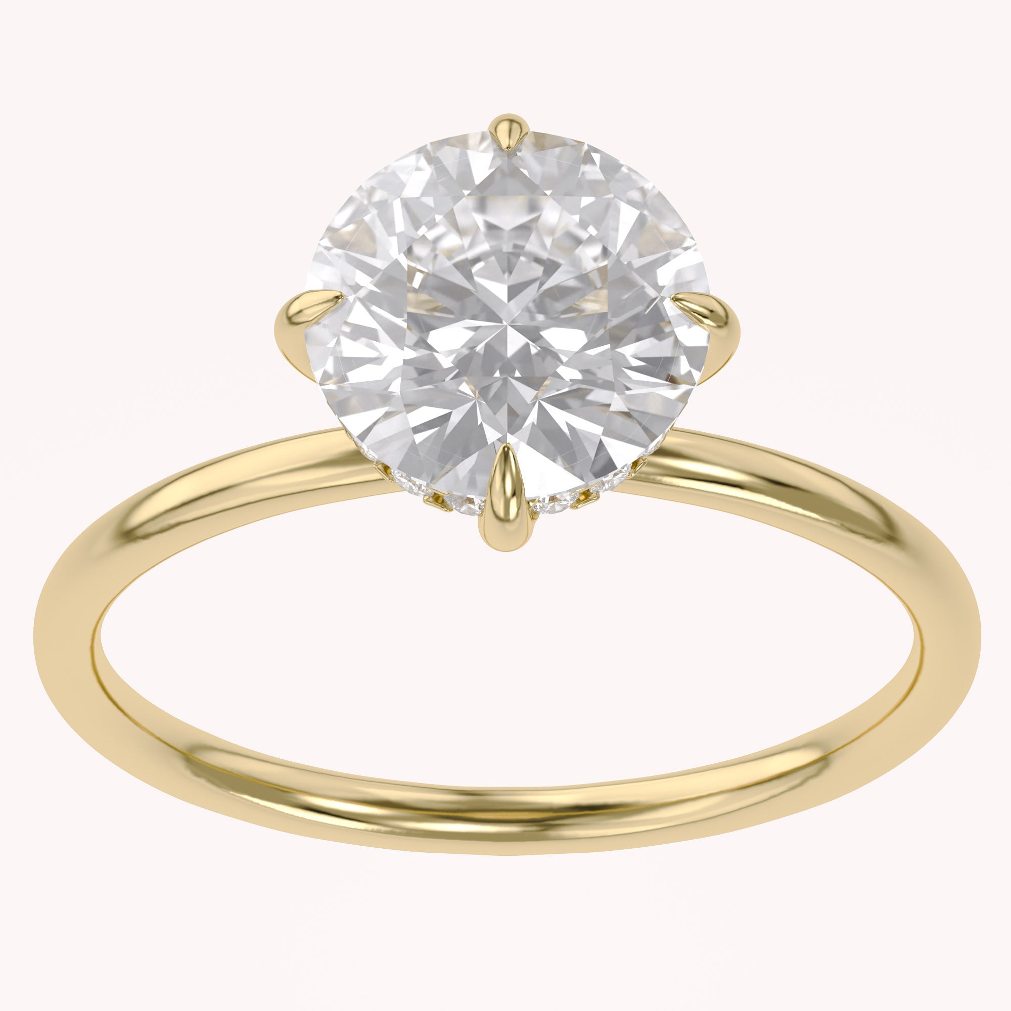 Hidden Halo Solitaire Engagement Ring Round Cut Lab Grown Diamond
