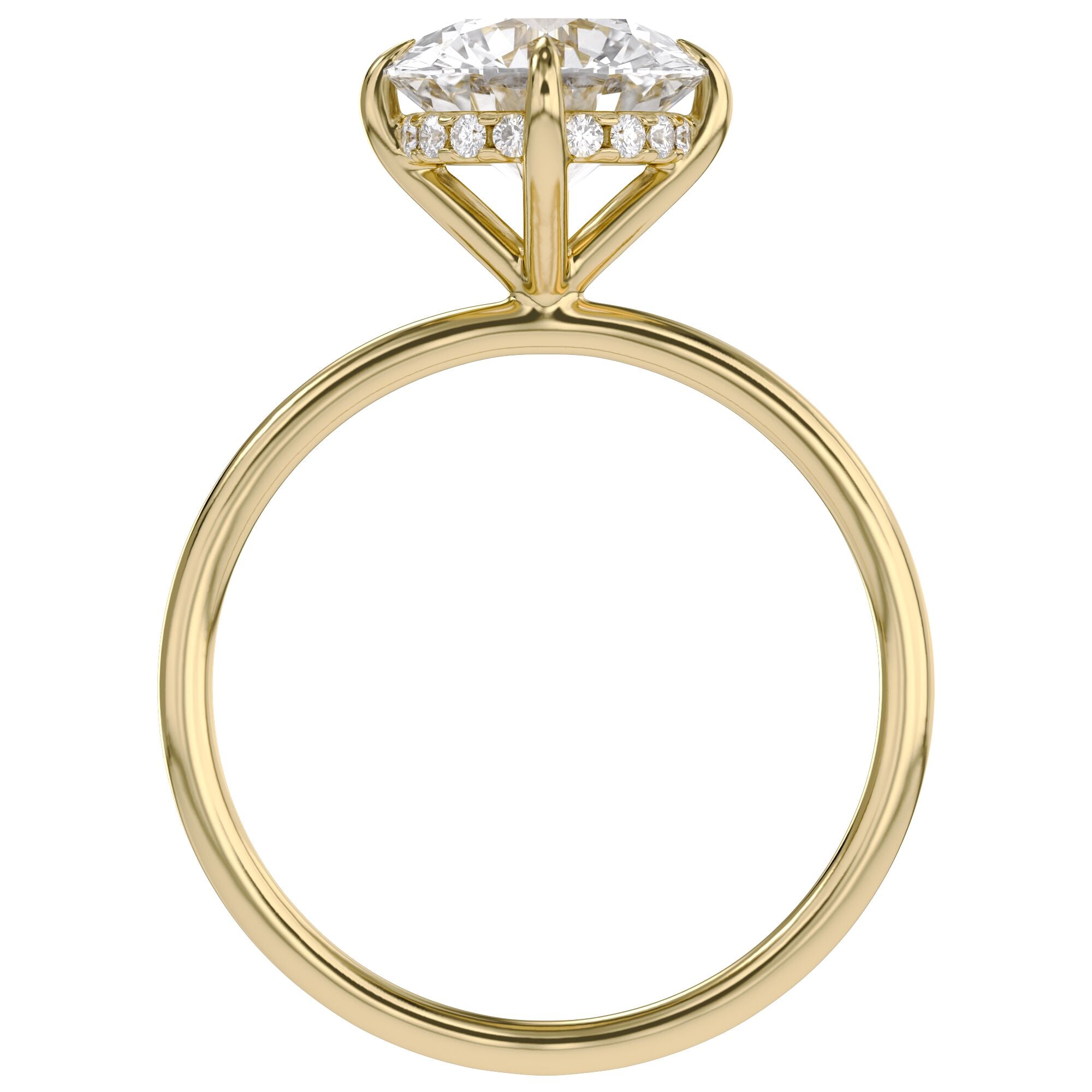 Hidden Halo Solitaire Engagement Ring Round Cut Lab Grown Diamond