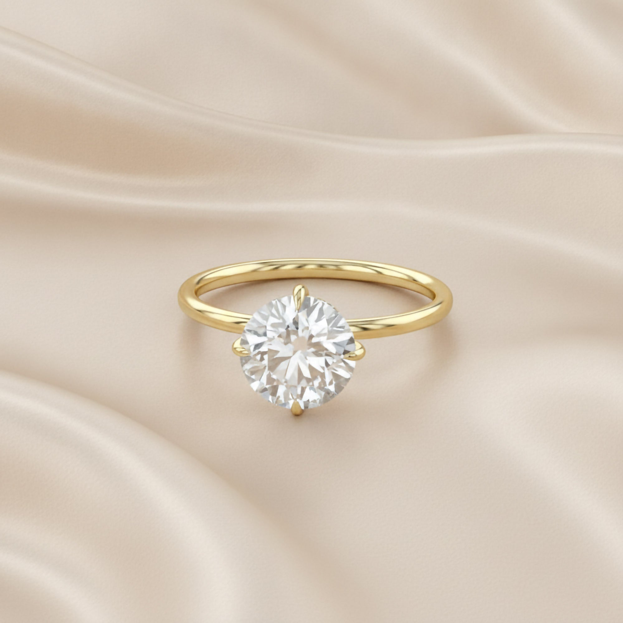 Hidden Halo Solitaire Engagement Ring Round Cut Lab Grown Diamond