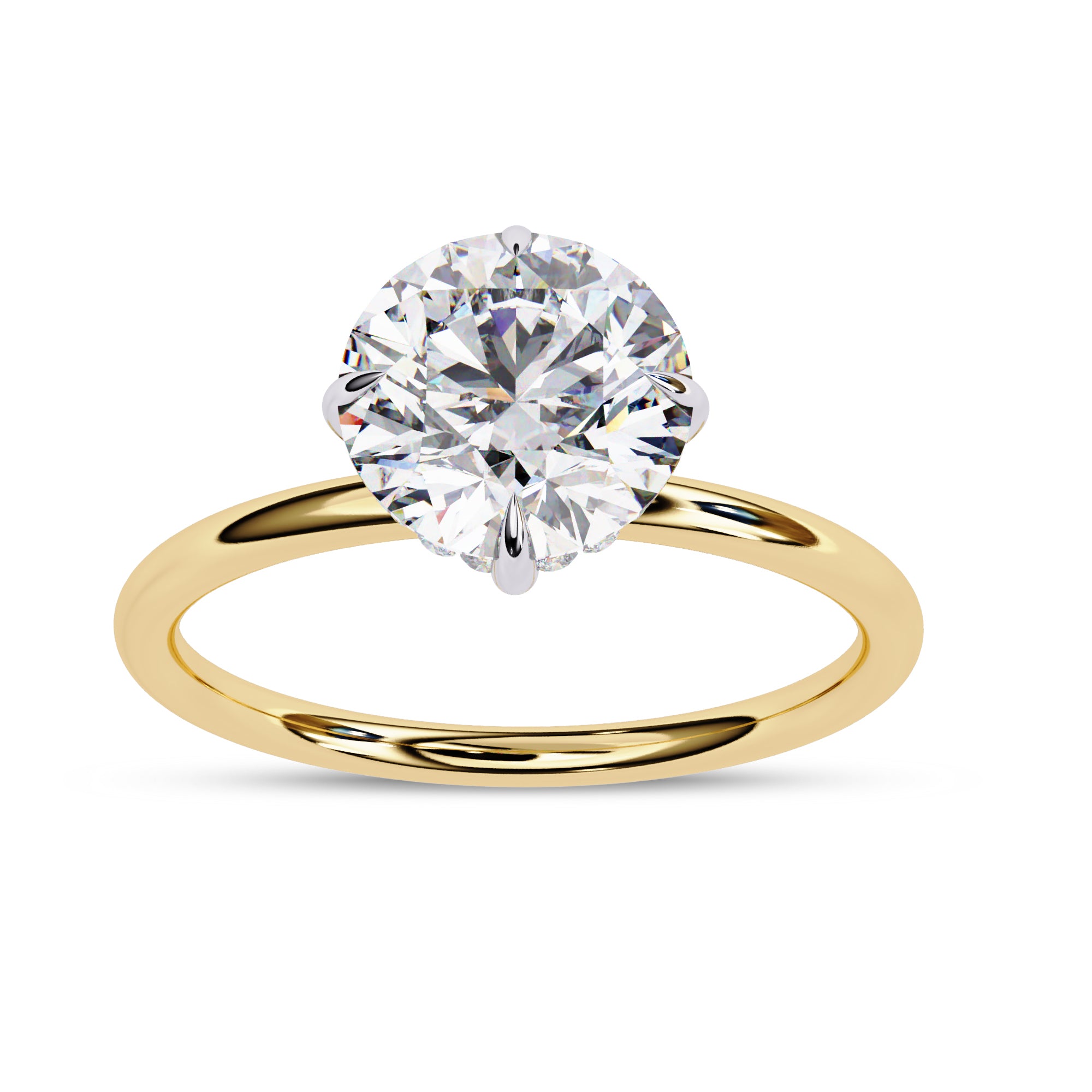 Hidden Halo Solitaire Engagement Ring Round Cut Lab Grown Diamond
