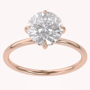 Hidden Halo Solitaire Engagement Ring Round Cut Lab Grown Diamond