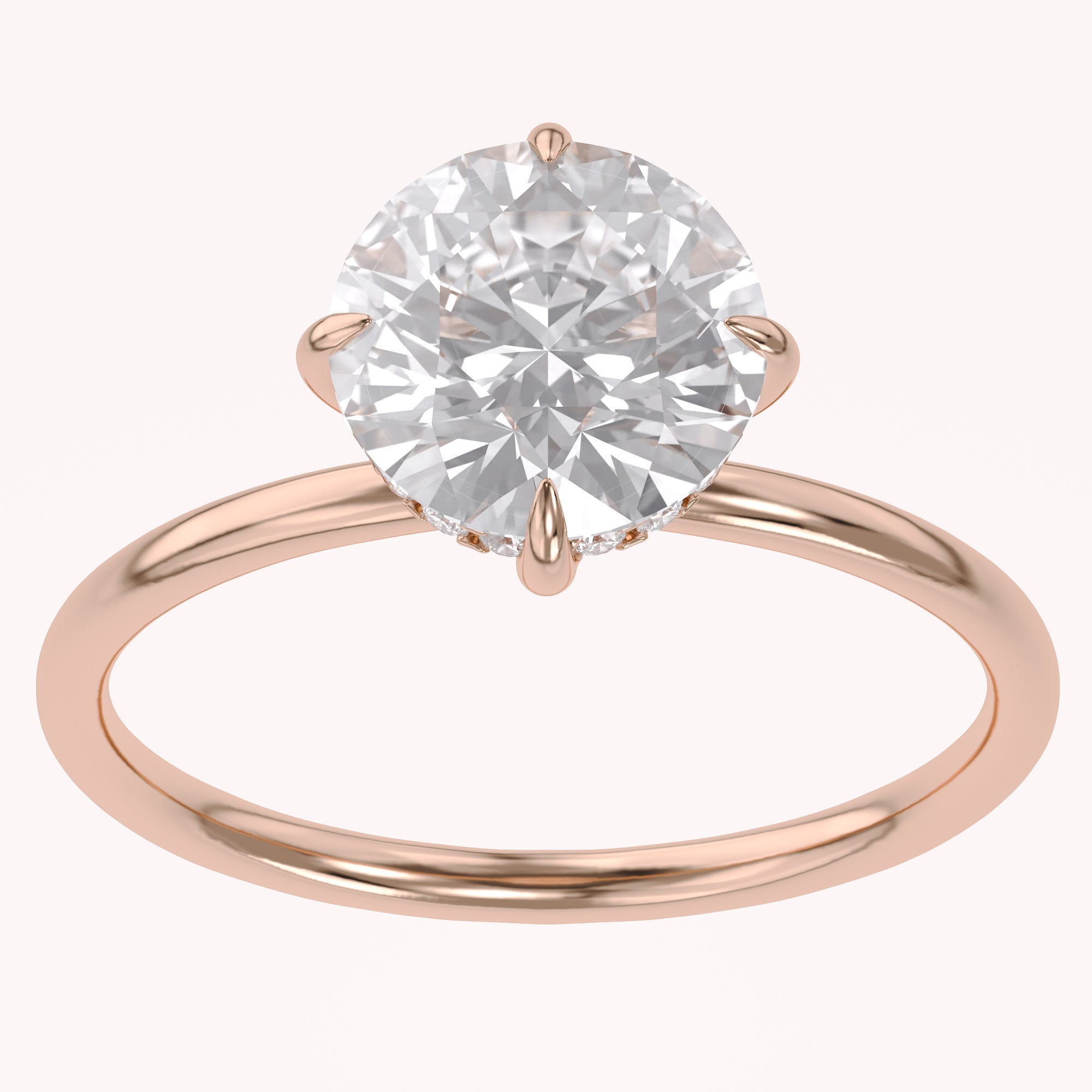 Hidden Halo Solitaire Engagement Ring Round Cut Lab Grown Diamond