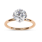 Hidden Halo Solitaire Engagement Ring Round Cut Lab Grown Diamond