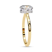 Hidden Halo Solitaire Engagement Ring Cushion and Round Lab Grown Diamond
