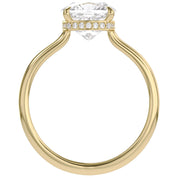 Hidden Halo Solitaire Engagement Ring Cushion and Round Lab Grown Diamond
