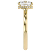 Hidden Halo Solitaire Engagement Ring Cushion and Round Lab Grown Diamond
