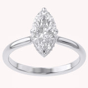 Hidden Halo Solitaire Engagement Ring Marquise and Round Lab Grown Diamond